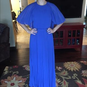 Long blue statement dress